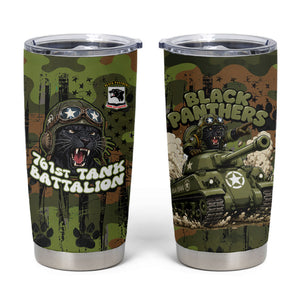 761st Tank Battalion African American Tumbler Cup Black Panthers Cartoon Mascot - Military History Camouflage Paw
