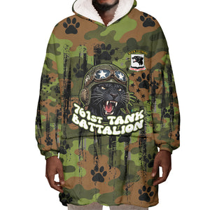 761st Tank Battalion African American Wearable Blanket Hoodie Black Panthers Cartoon Mascot - Military History Camouflage Paw