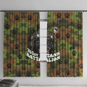 761st Tank Battalion African American Window Curtain Black Panthers Cartoon Mascot - Military History Camouflage Paw