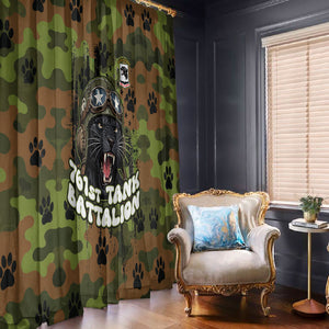 761st Tank Battalion African American Window Curtain Black Panthers Cartoon Mascot - Military History Camouflage Paw