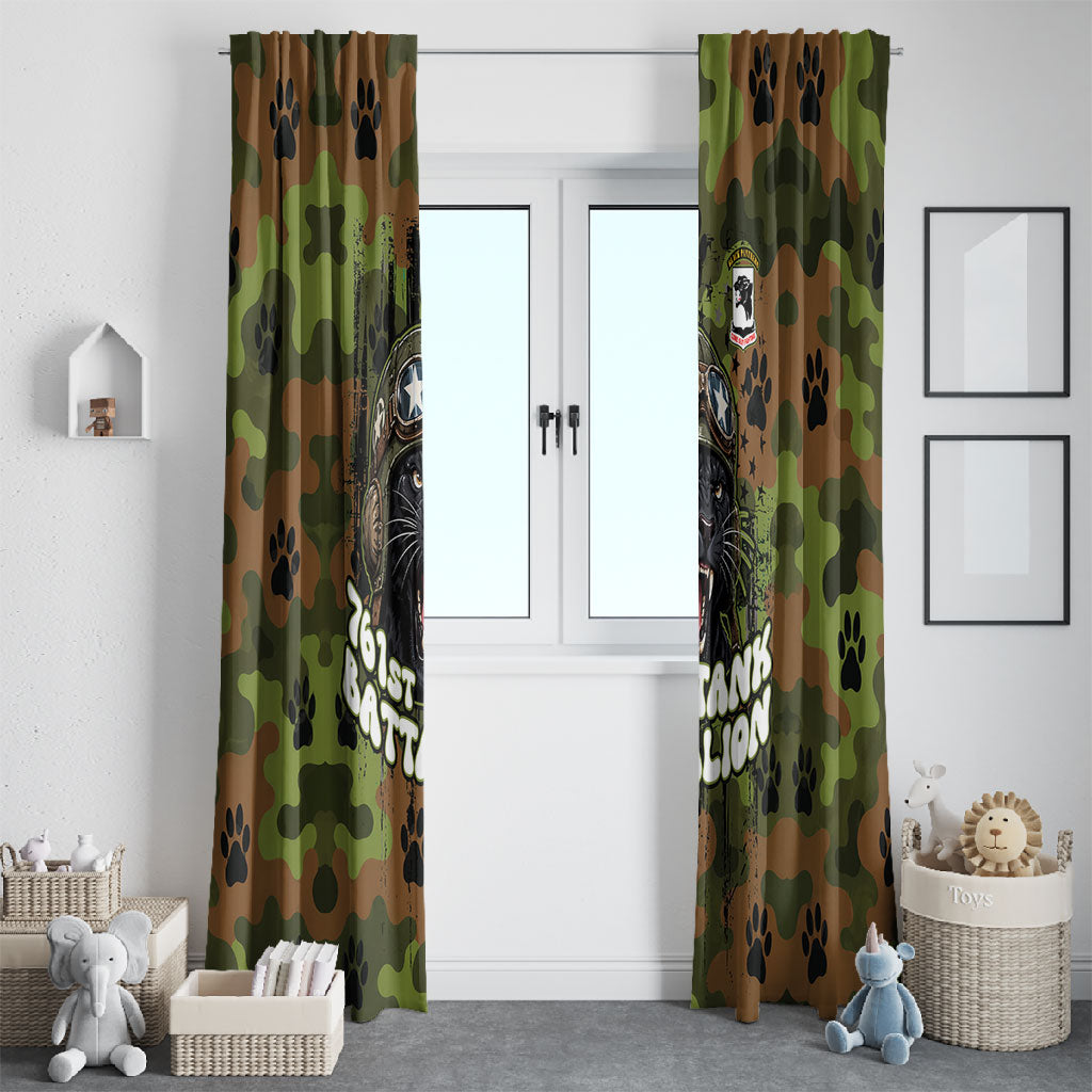 761st Tank Battalion African American Window Curtain Black Panthers Cartoon Mascot - Military History Camouflage Paw