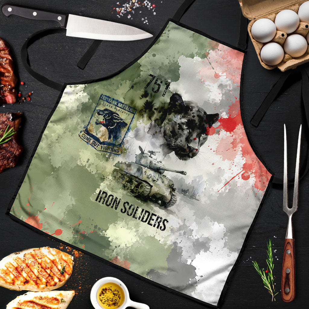 761st Tank Battalion Apron Black Panthers - Come Out Fighting - Military Watercolor