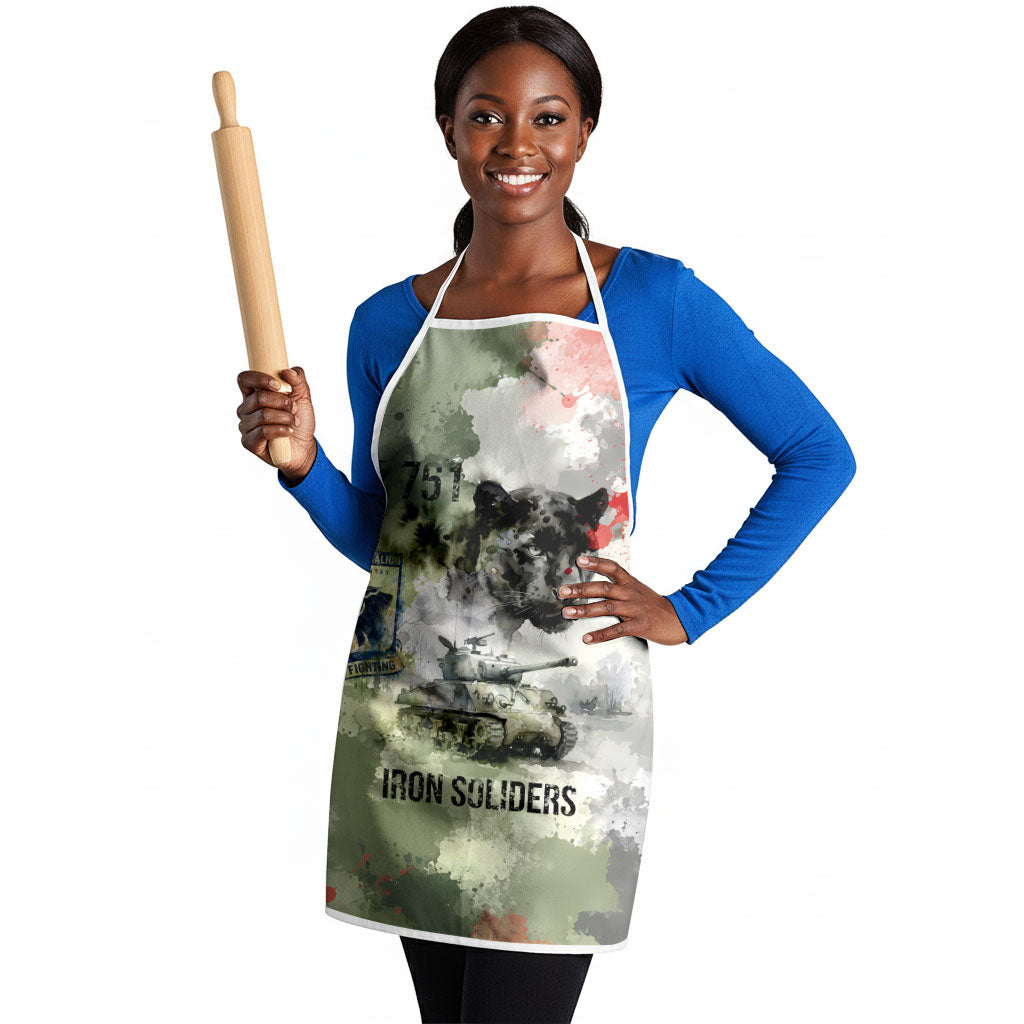 761st Tank Battalion Apron Black Panthers - Come Out Fighting - Military Watercolor
