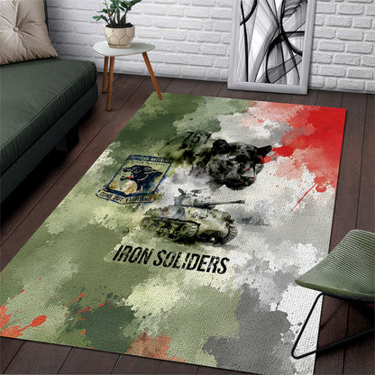 761st Tank Battalion Area Rug Black Panthers - Come Out Fighting - Military Watercolor