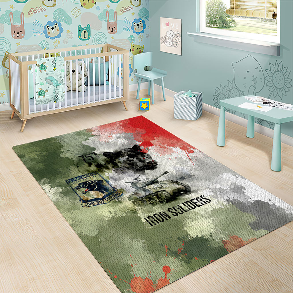 761st Tank Battalion Area Rug Black Panthers - Come Out Fighting - Military Watercolor