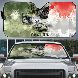 761st Tank Battalion Auto Sun Shade Black Panthers - Come Out Fighting - Military Watercolor