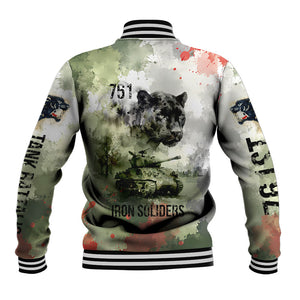 761st Tank Battalion Baseball Jacket Black Panthers - Come Out Fighting - Military Watercolor