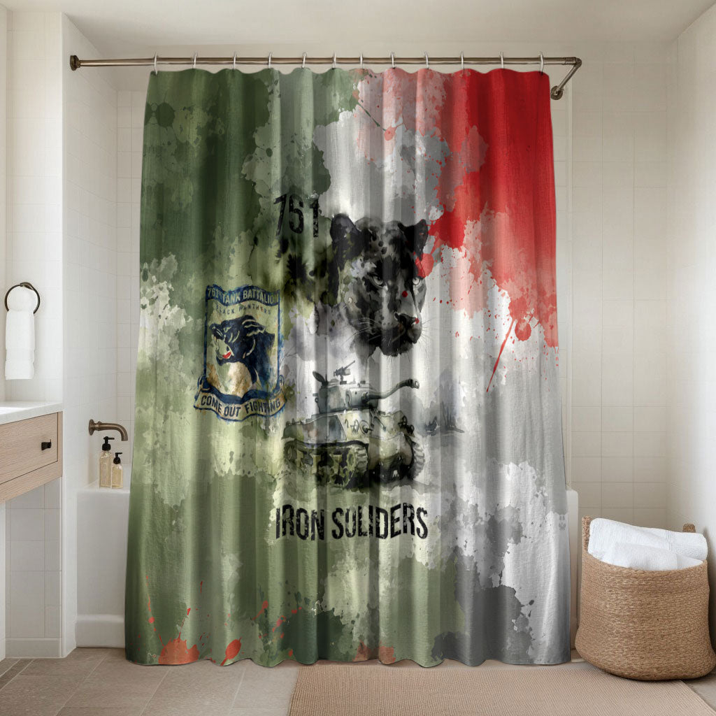 761st Tank Battalion Bathroom Set Black Panthers - Come Out Fighting - Military Watercolor