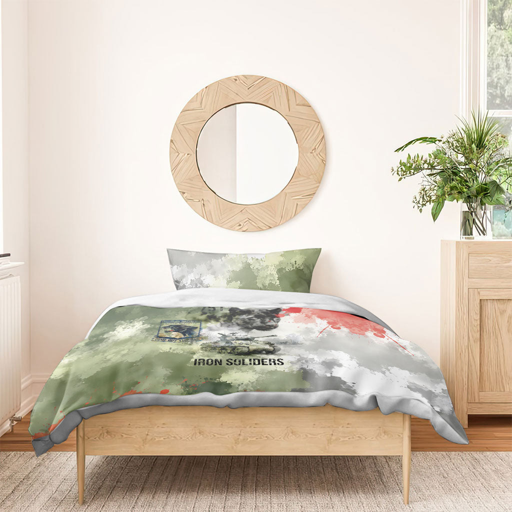 761st Tank Battalion Bedding Set Black Panthers - Come Out Fighting - Military Watercolor