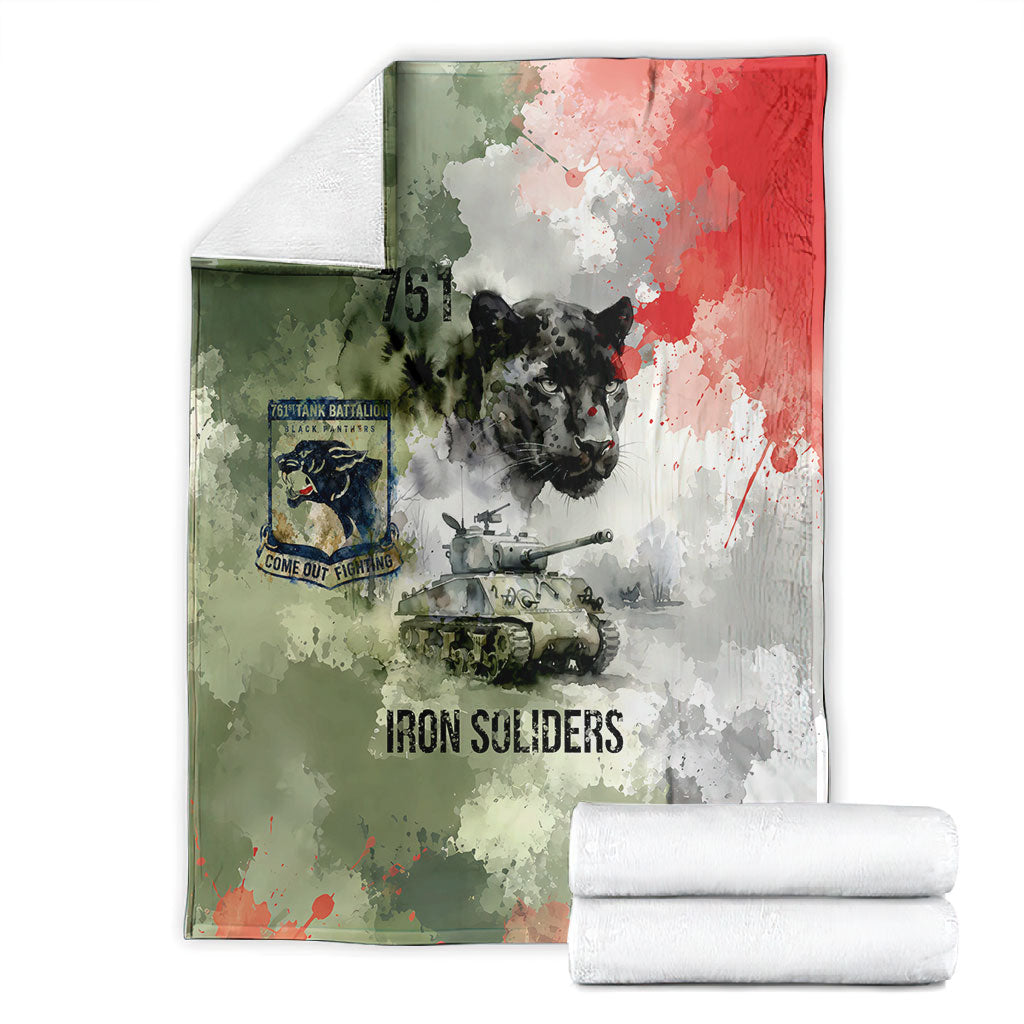 761st Tank Battalion Blanket Black Panthers - Come Out Fighting - Military Watercolor