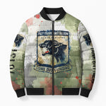 761st Tank Battalion Bomber Puffer Jacket Black Panthers - Come Out Fighting - Military Watercolor