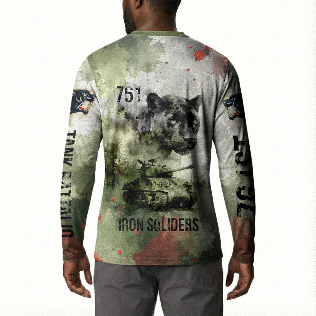 761st Tank Battalion Button Sweatshirt Black Panthers - Come Out Fighting - Military Watercolor