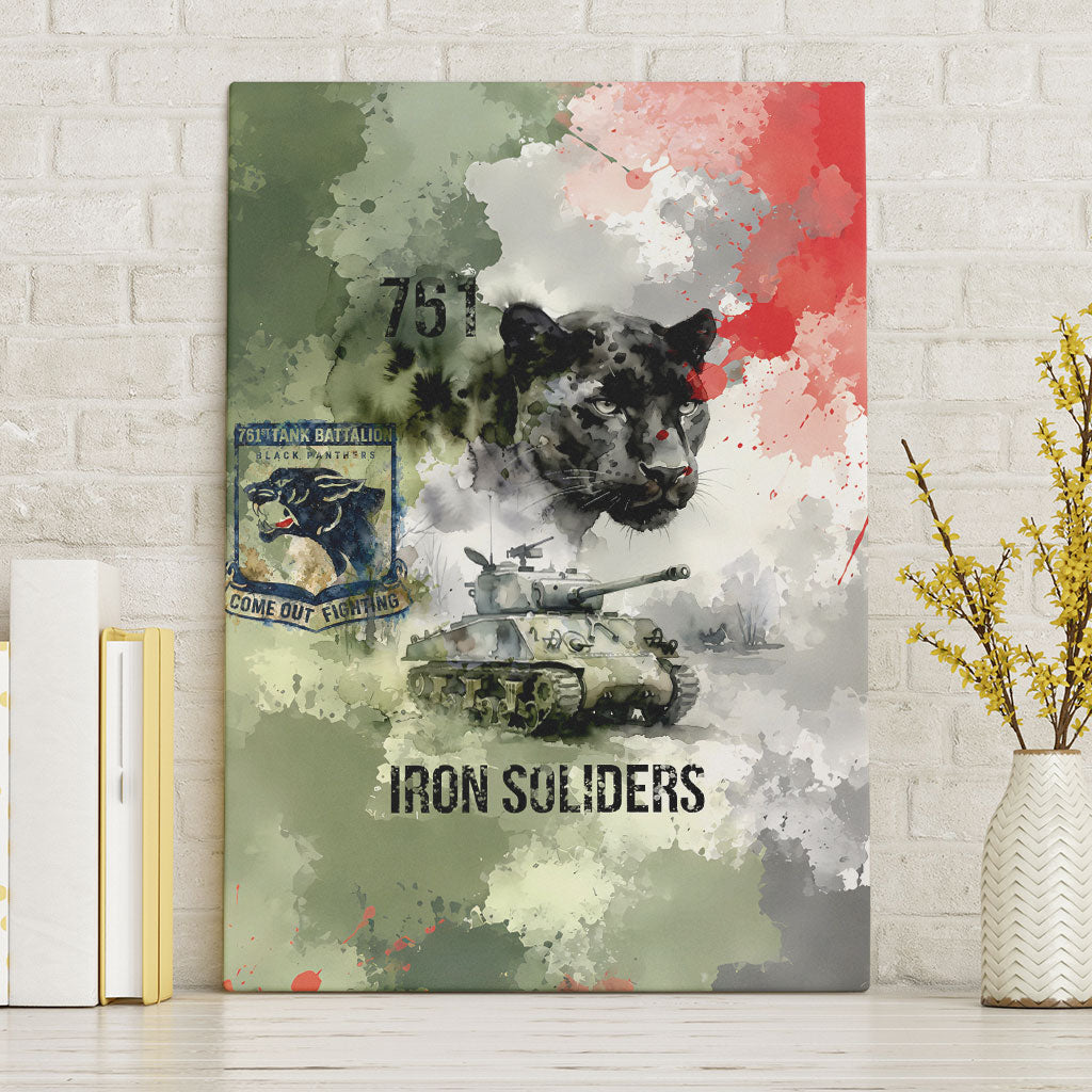 761st Tank Battalion Canvas Wall Art Black Panthers - Come Out Fighting - Military Watercolor