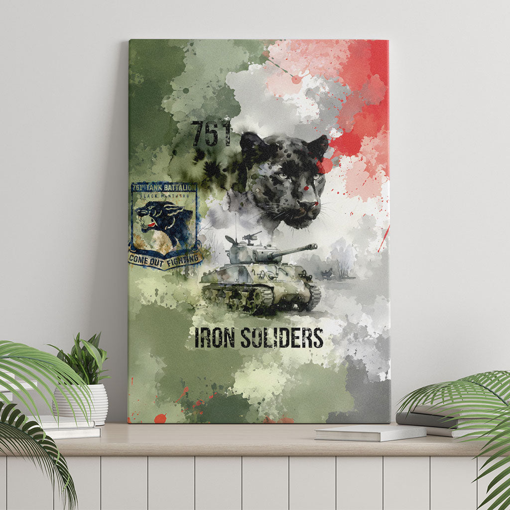 761st Tank Battalion Canvas Wall Art Black Panthers - Come Out Fighting - Military Watercolor
