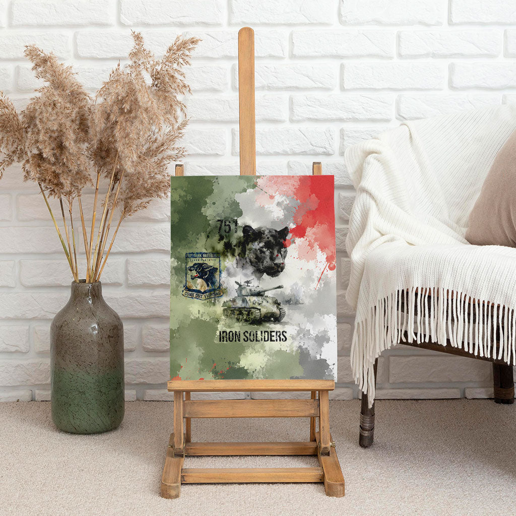 761st Tank Battalion Canvas Wall Art Black Panthers - Come Out Fighting - Military Watercolor