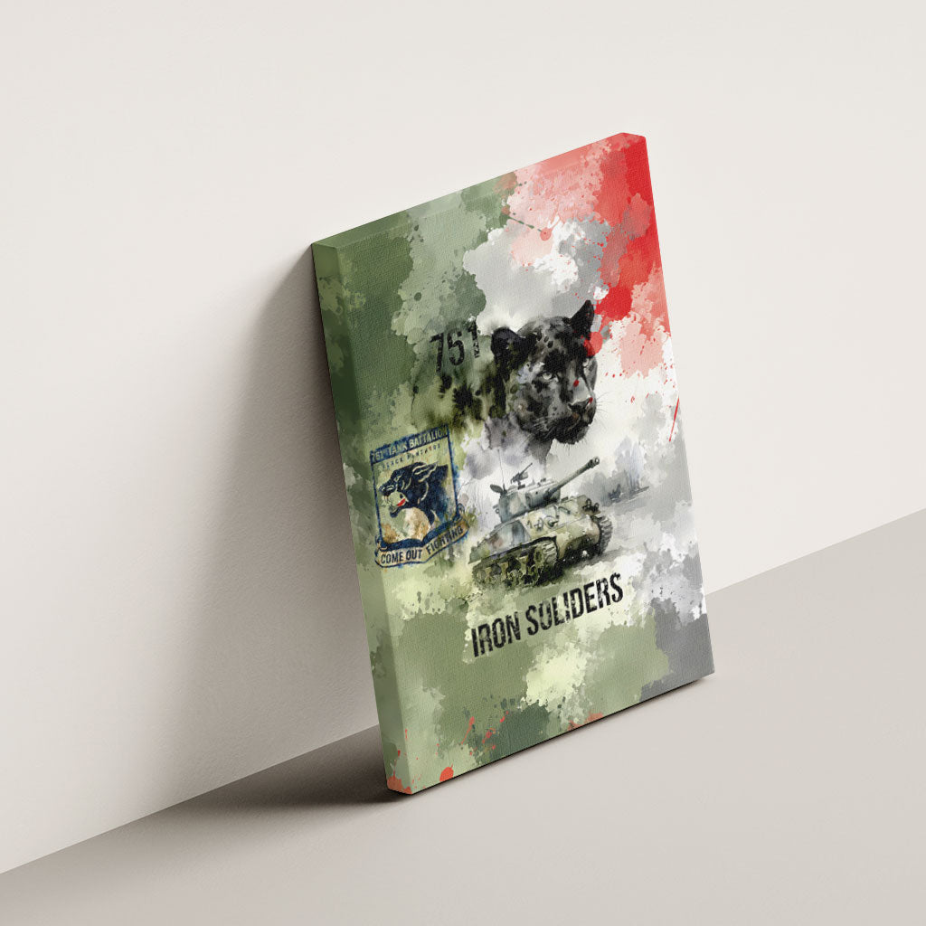 761st Tank Battalion Canvas Wall Art Black Panthers - Come Out Fighting - Military Watercolor