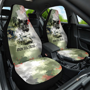 761st Tank Battalion Car Seat Cover Black Panthers - Come Out Fighting - Military Watercolor