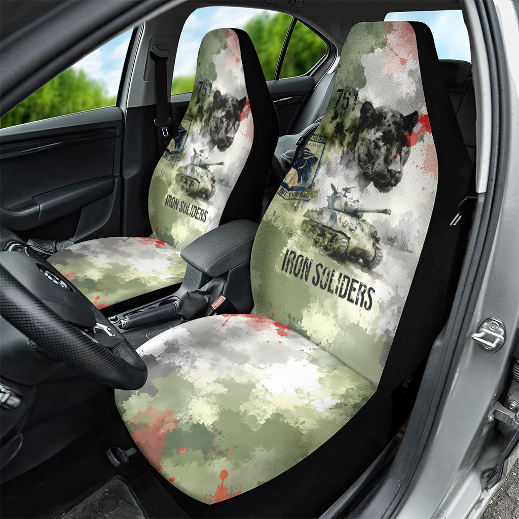 761st Tank Battalion Car Seat Cover Black Panthers - Come Out Fighting - Military Watercolor