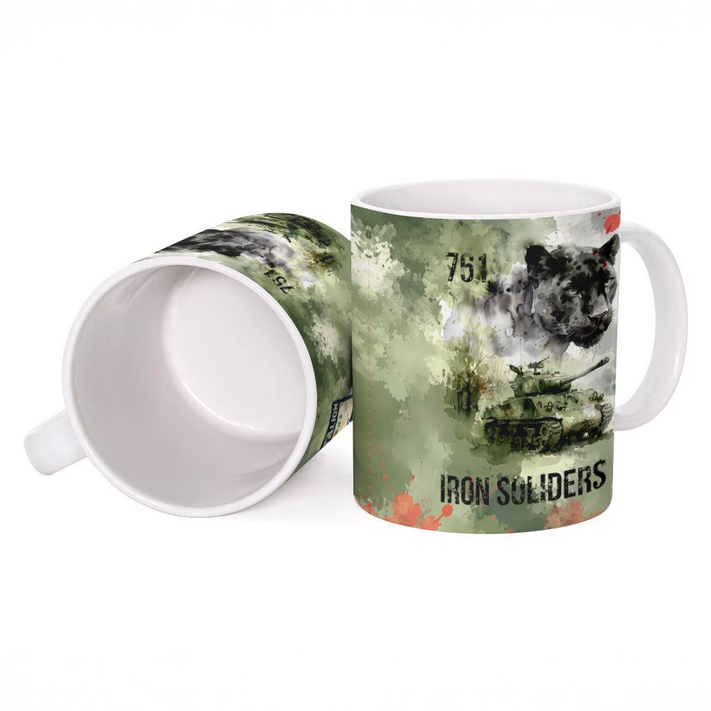 761st Tank Battalion Ceramic Mug Black Panthers - Come Out Fighting - Military Watercolor