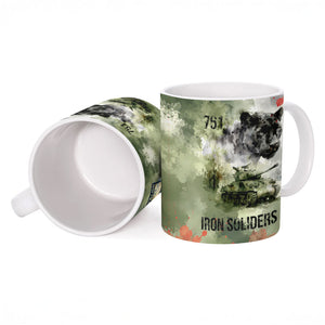 761st Tank Battalion Ceramic Mug Black Panthers - Come Out Fighting - Military Watercolor