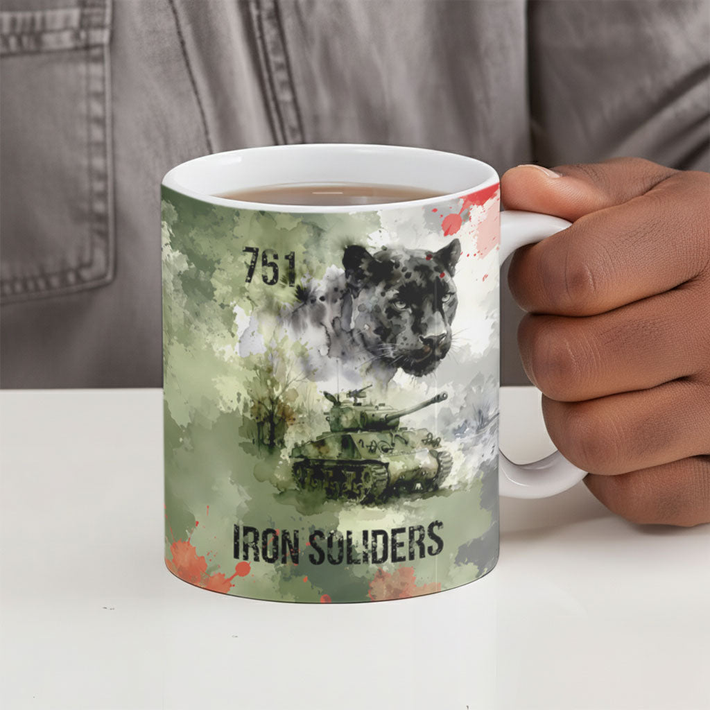 761st Tank Battalion Ceramic Mug Black Panthers - Come Out Fighting - Military Watercolor
