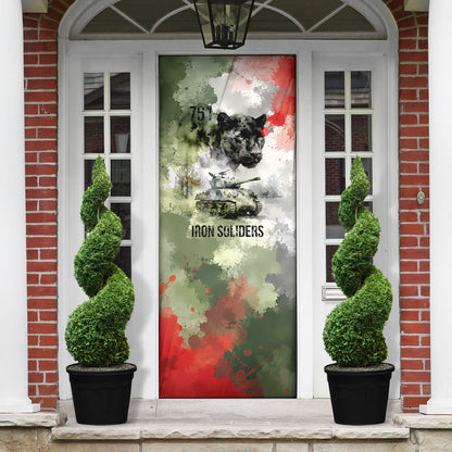 761st Tank Battalion Door Cover Black Panthers - Come Out Fighting - Military Watercolor