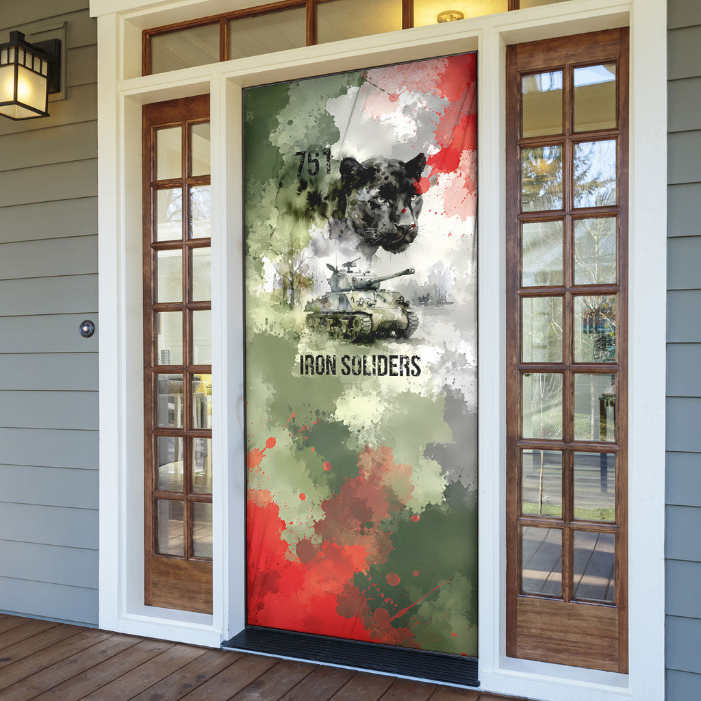 761st Tank Battalion Door Cover Black Panthers - Come Out Fighting - Military Watercolor