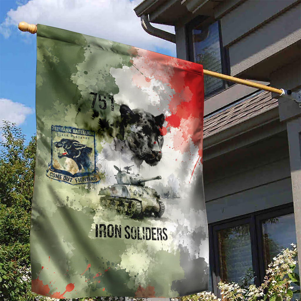 761st Tank Battalion Garden Flag Black Panthers - Come Out Fighting - Military Watercolor