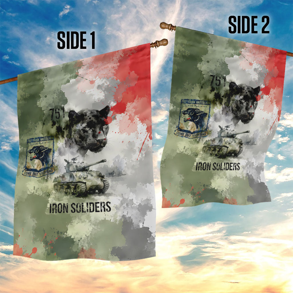 761st Tank Battalion Garden Flag Black Panthers - Come Out Fighting - Military Watercolor