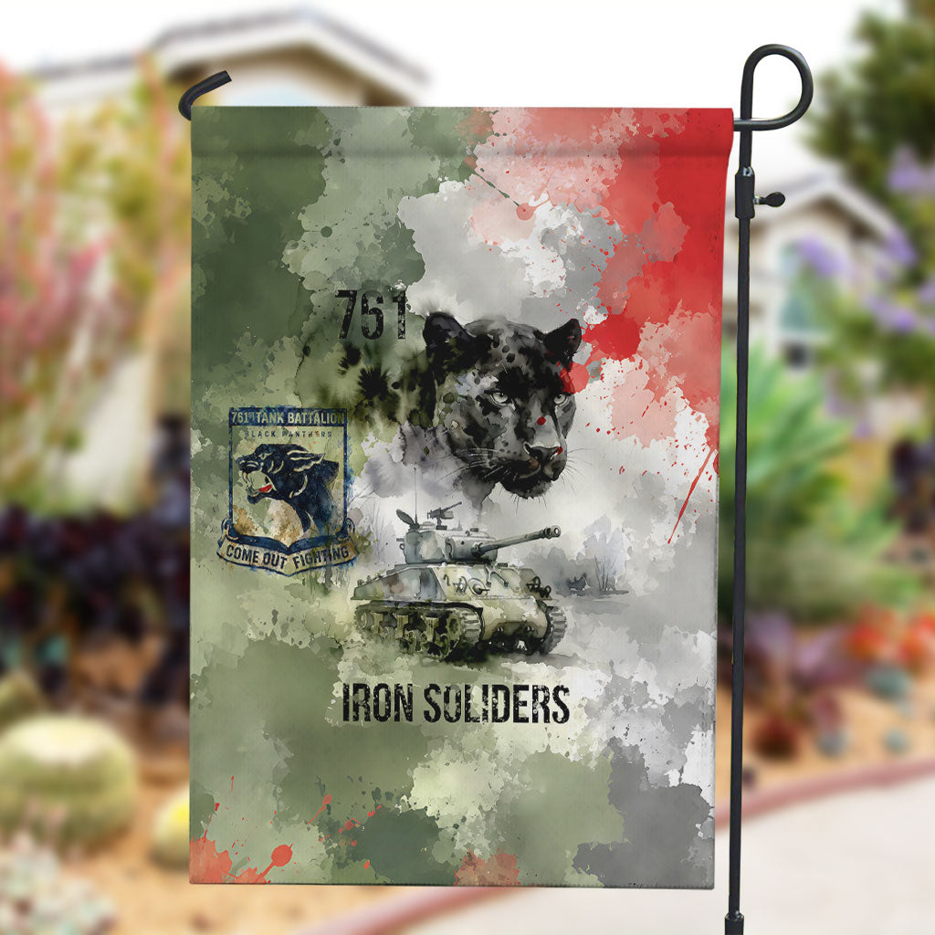 761st Tank Battalion Garden Flag Black Panthers - Come Out Fighting - Military Watercolor