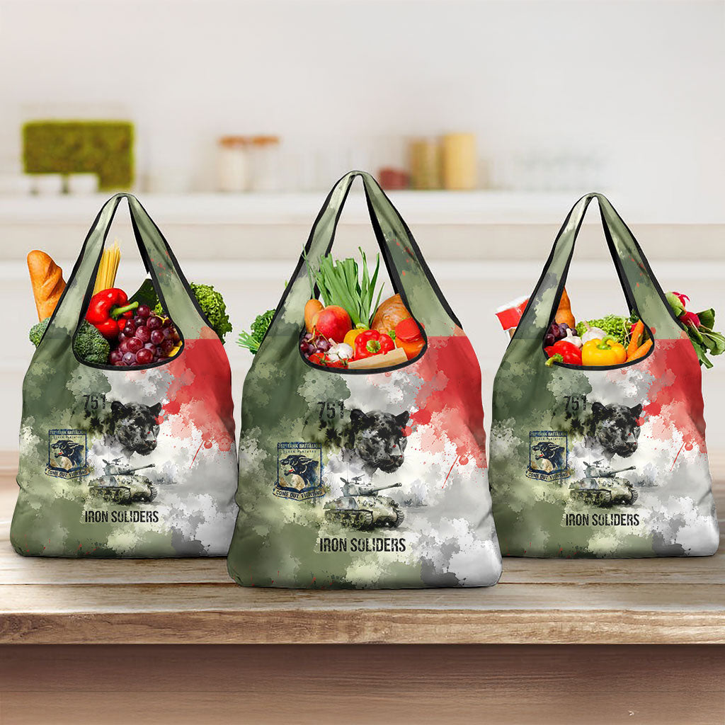 761st Tank Battalion Grocery Bag Black Panthers - Come Out Fighting - Military Watercolor
