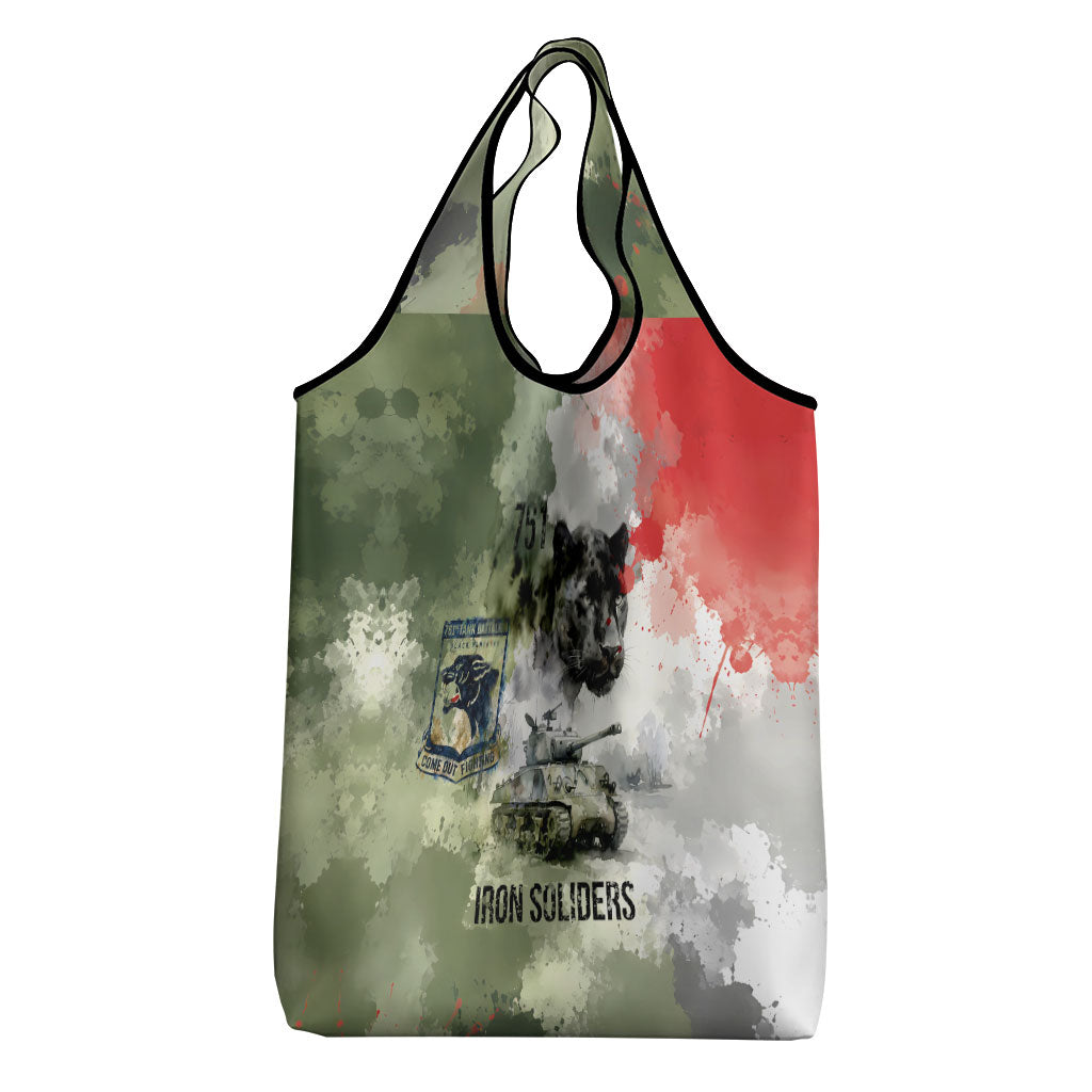 761st Tank Battalion Grocery Bag Black Panthers - Come Out Fighting - Military Watercolor