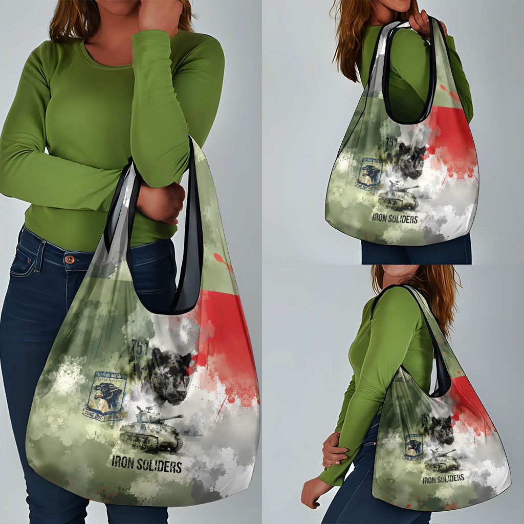 761st Tank Battalion Grocery Bag Black Panthers - Come Out Fighting - Military Watercolor