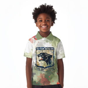 761st Tank Battalion Kid Polo Shirt Black Panthers - Come Out Fighting - Military Watercolor