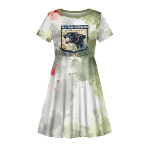 761st Tank Battalion Kid Short Sleeve Dress Black Panthers - Come Out Fighting - Military Watercolor