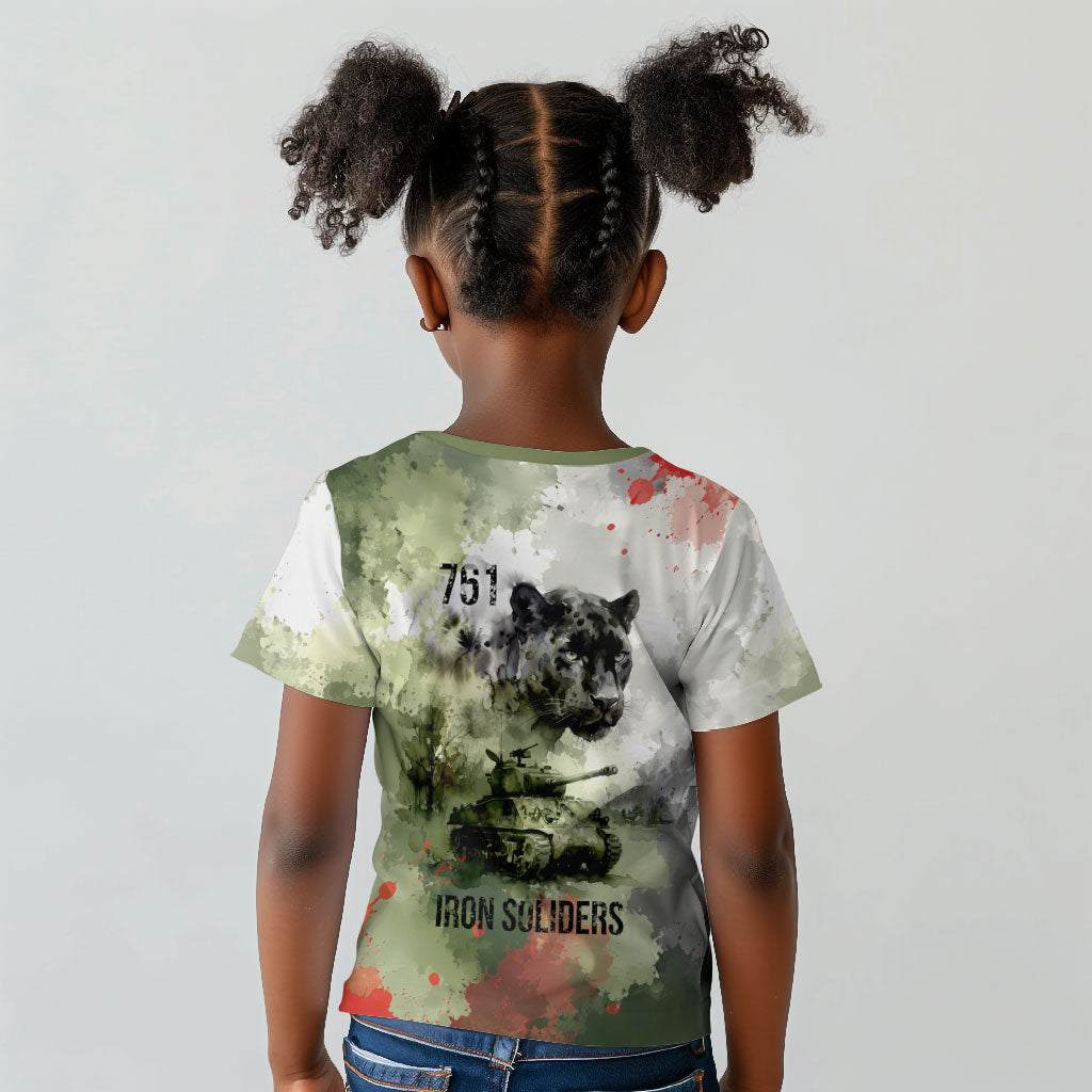 761st Tank Battalion Kid T shirt Black Panthers - Come Out Fighting - Military Watercolor