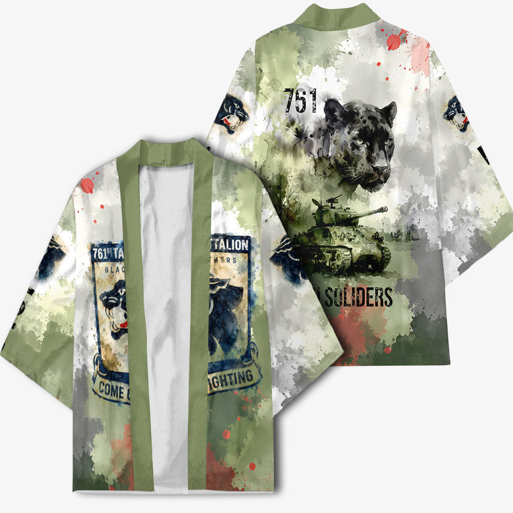 761st Tank Battalion Kimono Black Panthers - Come Out Fighting - Military Watercolor