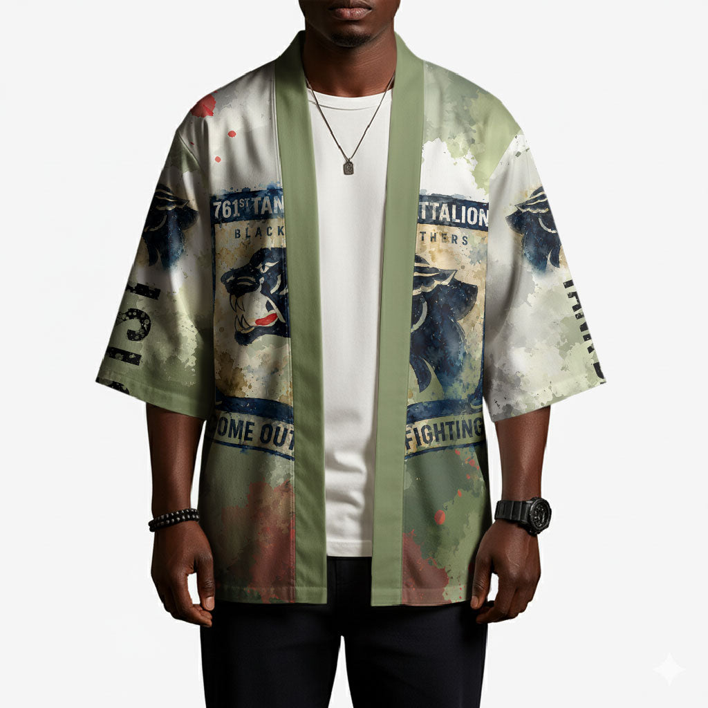 761st Tank Battalion Kimono Black Panthers - Come Out Fighting - Military Watercolor