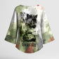 761st Tank Battalion Kimono Sleeve Blouse Black Panthers - Come Out Fighting - Military Watercolor