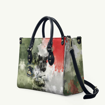 761st Tank Battalion Leather Bag Black Panthers - Come Out Fighting - Military Watercolor