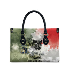 761st Tank Battalion Leather Bag Black Panthers - Come Out Fighting - Military Watercolor