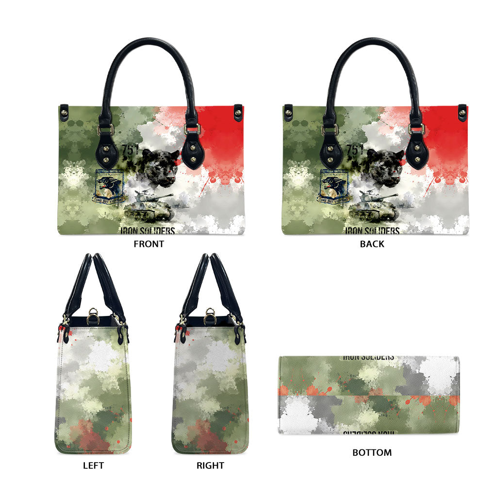 761st Tank Battalion Leather Bag Black Panthers - Come Out Fighting - Military Watercolor