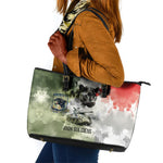 761st Tank Battalion Leather Tote Bag Black Panthers - Come Out Fighting - Military Watercolor