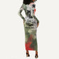 761st Tank Battalion Long Sleeve Bodycon Dress Black Panthers - Come Out Fighting - Military Watercolor