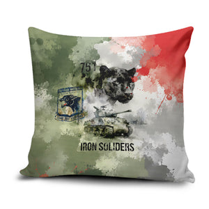 761st Tank Battalion Pillow Cover Black Panthers - Come Out Fighting - Military Watercolor