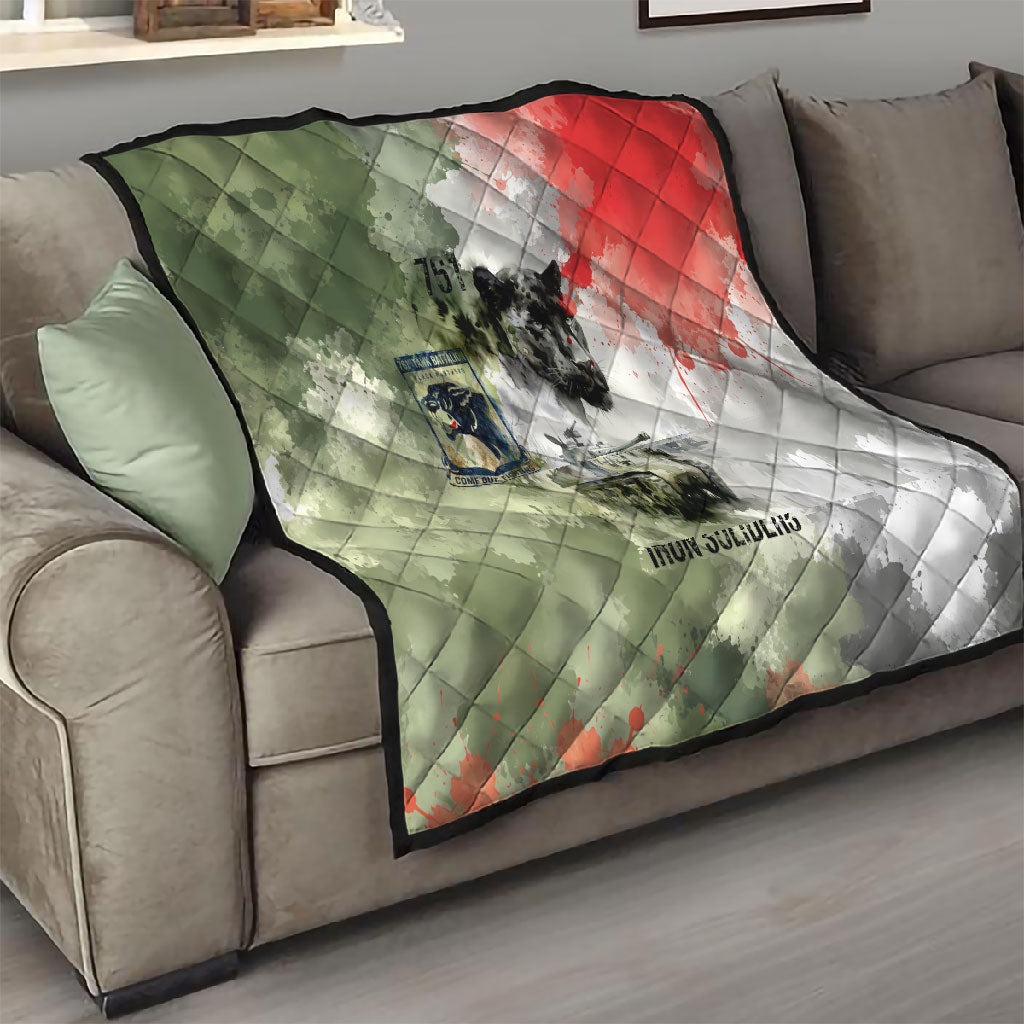 761st Tank Battalion Quilt Black Panthers - Come Out Fighting - Military Watercolor