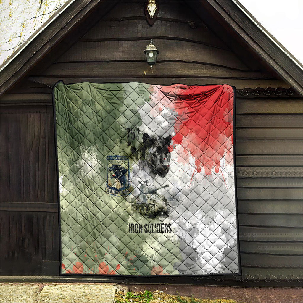 761st Tank Battalion Quilt Black Panthers - Come Out Fighting - Military Watercolor