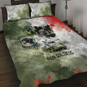 761st Tank Battalion Quilt Bed Set Black Panthers - Come Out Fighting - Military Watercolor