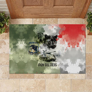 761st Tank Battalion Rubber Doormat Black Panthers - Come Out Fighting - Military Watercolor