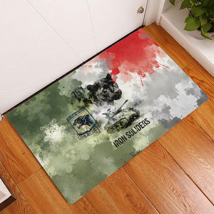 761st Tank Battalion Rubber Doormat Black Panthers - Come Out Fighting - Military Watercolor